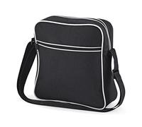 BagBase Retro Flight Bag, Black / White, 30 x 28 x 10 cm