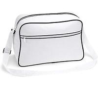 BagBase Retro Shoulder Bag, White / Black, ca. 40 x 28 x 18 cm