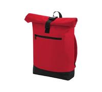 BagBase Roll-Top-Rucksack - klassisches Rot, Laptop-Rucksack kompatibel bis zu 15,6 Zoll, gepolstertes Laptopfach, Fronttasche mit Reißverschluss, bequeme gepolsterte Gurte und Rückenteil, hergestellt