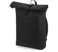 BagBase Roll-Top-Rucksack BG855 – britischer Stil, funktionales Design – Schwarz