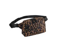 Bagbase Umhängetasche mit Leopardenmuster, hergestellt zur Personalisierung, 100 % recyceltes GRS-Polyester, Leoparden-Crossbody-Tasche mit Reißverschluss vorne, hinten und Haupttaschen