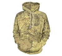 Bagea-Ka Middle Earth Map Brown Pattern Unisex Hoodie Sweatshirt Pullover mit Taschen 3D Druck für Herren Damen, Stil, Large