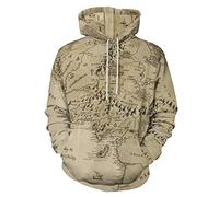 Bagea-Ka Middle Earth Map Brown Pattern Unisex Hoodie Sweatshirt Pullover mit Taschen 3D Druck für Herren Damen, Stil, Medium