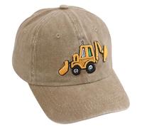 Bagger Baseball Cap Auto Sonnenhut für Kinder 2-8 Jahre - Cartoon Baseballmütze für Jungen und Mädchen mit Sonnenschutz, Khaki