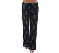 Baggy Hose Damen High Waist - Schlaghose Damen Yogahose mit Totenkopf Muster Weite Hose Haremshose Freizeithose Jogginghose Sweathose Lässig Sport Weites Bein Lange Hosen für Frauen