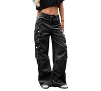 Baggy Jeans Damen Boyfriend Y2k Jeanshose Hip Hop Straight Vintage Casual Low Waist Denim Hose Streetwear Schlupfjeans Freizeithose