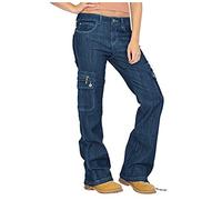 Baggy Jeans Damen High Waist - Cargo Jeans Damen mit Multi-Taschen Jeanshose Lang Straight Leg Weites Bein Denim Hose Damenjeans Cargohose Freizeithose Arbeitshose Jeans Hosen für Frauen