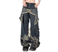 Baggy Jeans Damen High Waist Hose Sommer Mit Weitem Bein Boyfriend Hüftjeans Mode Coole Outfit Hellblaue Jeanshose Schlaghosen Gerades 90er Jeanshosen Hosen Löchern Weites Sommerjeans Cargohose
