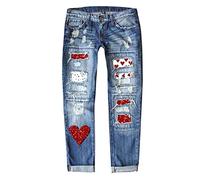 Baggy Jeans Damen High Waist, Jeans Destroyed Damen, Winter Valentinstag Bedruckte Lochverdickte Hose Tumbler Kleidung, Meine Bestellungen Anzeigen 2025 Auf Deutsch
