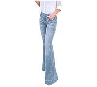 Baggy Jeans Damen High Waist - Weite Jeans Damen Bootcut- Jeanshose Damen Lang Schlaghose Stretch Leg Weites Bein Flared Denim Hose Slim Fit Damenjeans Schlupfjeans Mode Jeans Hosen für Frauen