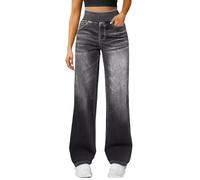 Baggy Jeans Damen Jeans mit Gummizug Damen Baggy High Waist Jeanshosen Weites Bein Stretch Jeanshose Boyfriend Wide Leg Hose Weite Locker Trachtenjeans Straight Y2k Hosen Große Größen Damenjeans