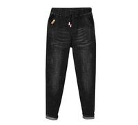 Baggy Jeans Damen,Low Rise Haremjeans Dunkle Waschung Vintage Denimjeans Mode Y2k Clothes Boyfriend Hüftjeans mit Tasche Bequeme Lang Pants Lose Fit Stoffhose Freizeithose Jeanshosen(#A Black,6XL)