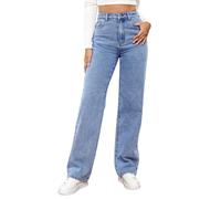 Baggy Jeans Damen Y2K Wide Leg mit Löchern Hosen Flared Sommer Schlaghosen 90Er Jeanshosen Hose Coole Curvy Jeanshose Hüftjeans Mädchen Sommerjeans Cargohose Dünne Lockere Outfit Hellblau XXL