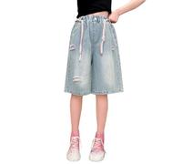 Baggy Jeans, Jeans Mädchen 164, Baggy Jeans Shorts Mädchen Denim Kurze Hosen Sommer Jorts Stretch Kinder Y2K Sommerhose Elastische Taille Kurz Jeanshose Weites Bein Jeansshorts Teenager Streetwear