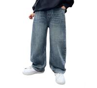 Baggy Jeans Jungs Kinder Loose Fit Jeanshose Jogginghose mit Elastische Taille Weites Bein Stretch Denim Hose Streetwear Lässige Vintage Jeanshosen Y2K Mode Outdoor Cargo Hosen für 120-170