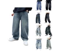 Baggy Jeans Jungs Kinder Loose Fit Jogginghose mit Elastische Taille Lässige Weitem Bein Jeanshose Streetwear Freizeit Loose Jeanshose Cargo Hosen für Kinder und Teenager 120-170