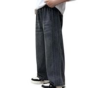 Baggy Jeans Jungs, Loose Fit Jeans Kinder Weites Bein Jeanshose Stretch Jogginghose mit Elastische Taille und Taschen Denim Hose Streetwear Lässige Jeanshosen Y2K Mode Outdoor Cargo Hosen, 120-180