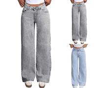 Baggy Jeans Mädchen Hohe Taille Waschen Jeanhose mit Taschen Weite Bein Retro Y2k Denim Hosen Streetwear Weiche Hip Hop Freizeithose für Kinder Mädchen (Light Blue, 13-14 Years)