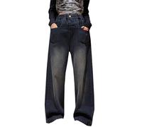 Baggy Jeans Mädchen Stretch, Flared Jeans Mädchen Y2k Elastische Taille Weite Bein Denim Jeans Jogger Cargo Hose Jogginghose Hip Hop Streetwear Aesthetic Hosen Freizeithose Für Kind Teenager