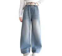 Baggy Jeans Mädchen Wide Leg Hosen High Waist Elastischer Schlaghose Sommer Breite Bein Denim Jeans Vintage Weite Cargo Hose Y2K Boyfriend Cargohose Mit Taschen Stretch Pants Streetwear Jeanshose