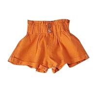 Baggy Jeans Shorts Mädchen Denim Kurze Hose Kinder mit Knöpfen Sommer Weites Bein Elastischer Bund Jeansshorts Lässig Hot Pants Kurz Jeanshose Y2k Jorts Leicht Short (Orange, 18-24 Months)