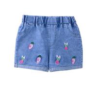 Baggy Jeans Shorts Mädchen Denim Kurze Hose Kinder mit Niedliche Herz Stickerei Elastischer Bund Sommer Weites Bein Jeansshorts Lässig Hot Pants Leicht Short Jeanshose Y2k (Orange #1, 3-4 Years)
