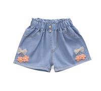 Baggy Jeans Shorts Mädchen Dünne Denim Kurze Hose Kinder mit Elastischer Bund Sommer Weites Bein Jeansshorts Lässig Hot Pants Kurz Jeanshose Y2k Jorts Leicht Short Sommerhose (Orange, 9-10 Years)