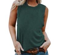 Baggy Women's Sleeveless Tank Top Loose Fit Casual Crew Neck T Shirts Basic Tee Tops Sleeveless Tops for Women Lady (Green, M)