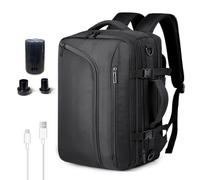 BAGROUPS Vakuum Rucksack Handgepäck Flugzeug 3 in1 Tasche Airbag mit Vakuumsystem Travel Backpack für EasyJet Laptop Rucksack 17,3 Zoll Vacuum Reiserucksack Wasserdicht Herren Damen Arbeit Schwarz