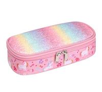 Bagseri Federmäppchen Mädchen - Federmäppchen Groß für Kinder, Zipit Mäppchen Mädchen für Schule, 2 Fächer und Stifthalter innen (Rosa Einhorn)