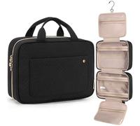 BAGSMART Kulturbeutel kulturtasche Damen, Kulturtasche zum Aufhängen, Toiletry Bag Kosmetiktasche Reise Waschtasche Transparent für Makeup,Toilettenartikel (L-Schwarz)