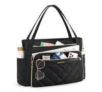 bagsmart Lehrertasche 15.6 Zoll Laptoptasche Damen Gesteppt Arbeitstasche mit Datei-Organizer Aktentasche Krankenschwester Tasche für Arbeit Schule Büro Business Universität, Schwarz