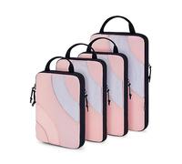 BAGSMART Packing Cubes Compression 4 Stück, Packwürfel Kompression Koffer Organizer Set, Travel Essentials Packtaschen Kofferorganizer für Reisetasche Und Handgepäck, Rose
