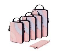 BAGSMART Packing Cubes Compression 6 Stück, Packwürfel Kompression Koffer Organizer Set, Travel Essentials Packtaschen Kofferorganizer für Reisetasche Und Handgepäck, Rose