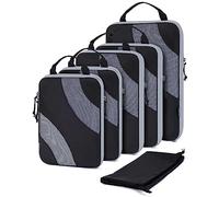 BAGSMART Packing Cubes Compression 6 Stück, Packwürfel Kompression Koffer Organizer Set, Travel Essentials Packtaschen Kofferorganizer für Reisetasche Und Handgepäck, Schwarz