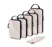 BAGSMART Packing Cubes Compression 6 Stück, Packwürfel Kompression Koffer Organizer Set, Travel Essentials Packtaschen Kofferorganizer für Reisetasche Und Handgepäck, Beige