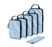 BAGSMART Packing Cubes Compression 6 Stück, Packwürfel Kompression Koffer Organizer Set, Travel Essentials Packtaschen Kofferorganizer für Reisetasche Und Handgepäck, Baby Blau