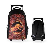 Bagtrotter - Jurassic World - Schulrucksack - Rucksack mit Rollen - Schwarz - 2 Fächer mit Reißverschluss - 1 Flaschentasche - 33x16x45cm - Gepolsterte Schultergurte - Gepolsterter Rücken -