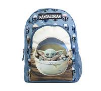 BAGTROTTER Rucksack mit Tasche, 37 cm, Motiv: Yoda Star Wars/The Mandalorian, Blau / Beige