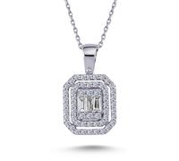 Baguette Diamant Anhänger Halskette 585'er Weißgold Diamantkette
