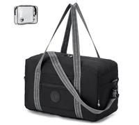 BAGZY Faltbare Reisetasche Kleine 20L Ryanair Handgepäck 40x20x25 Cabin Bag Handgepäck Tasche für Flugzeug Koffer für Sporttasche Weekender Damen Herren Schwarz