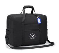 BAGZY für Easyjet Handgepäck 45x36x20 Faltbare Reisetasche für Flugzeug 32L Wasserdicht Groß Reisetaschen Weekender Sporttasche Handgepäck Tasche Hospital Bag Travel Duffle Bag Herren Damen Schwarz