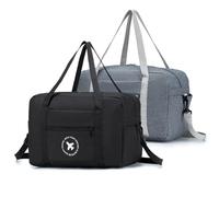 BAGZY Handgepäck 40x20x25 Ryanair Kleine Reisetasche Handgepäck Koffer Nylon Bordgepäck Handgepäck Tasche Sporttasche Faltbar Weekender Sport Fitness Gym (Schwarz+Grau)