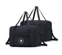 BAGZY Handgepäck 40x20x25 Ryanair Kleine Reisetasche Koffer Nylon Bordgepäck Tasche Sporttasche Faltbar Weekender Sport Fitness Gym (Schwarz*2)
