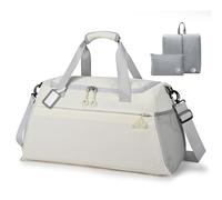 BAGZY Handgepäck Tasche für KLM Lufthansa Air France Handgepäck Koffer Tasche für Flugzeug Carry on Luggage Wasserdicht Weekender Groß Reisetasche 50L Sporttasche Herren Damen Beige Weiß