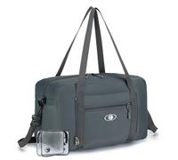 BAGZY Reisetasche Faltbar 20L Ryanair Handgepäck 40x20x25 Sporttasche Wasserdicht Reise Gepäck Taschen für Flugzeug Kabine Weekender Handtaschen Travel Hospital Bag mit 1pcs Kosmetiktasche Grau
