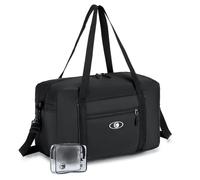 BAGZY Reisetasche Faltbar 20L Ryanair Handgepäck 40x20x25 Sporttasche Wasserdicht Reise Gepäck Taschen für Flugzeug Kabine Weekender Handtaschen Travel Hospital Bag mit 1pcs Kosmetiktasche Schwarz