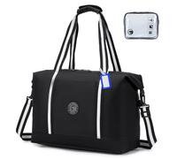 BAGZY Reisetasche Faltbare Handgepäck 45x36x20 easyJet Taschen Koffer Tasche Wasserdicht Umhängetasche Reise Kabine Gepäck Reisetasche Groß Weekender Sporttasche Handtaschen Hospital Bag Schwarz