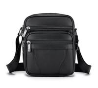 BAGZY Umhängetasche Herren Klein Leder Vintage Schultertasche Herrenhandtasche Umhängetaschen für Männer Herrentasche Zum Umhängen Handtasche Crossbody Sling Bag für Messenger Brustbeutel Schwarz