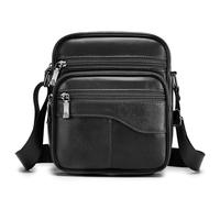 BAGZY Umhängetasche Herren Klein Leder Vintage Schultertasche Herrenhandtasche Umhängetaschen für Männer Herrentasche Zum Umhängen Handtasche Crossbody Sling Bag für Messenger Brustbeutel Schwarz